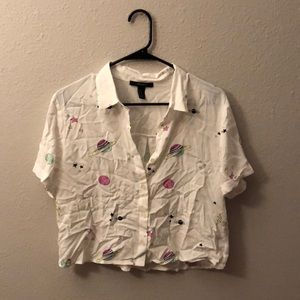 Planet graphic crop top